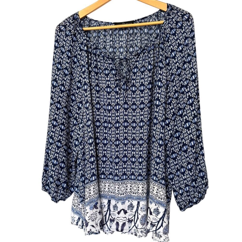 Fred David Boho Peasant Top Size 3X Casual Flowy Great for Vacation 100% Rayon